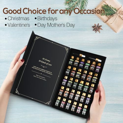 Wtrcsv Essential Oils Gifts Set - 30 Unique Scents - Perfect for Diffuser, Humidifier,Aromatherapy, Massage,Skin & Hair Care,30x5 ml