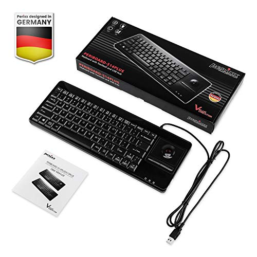 perixx PERIBOARD-514 PLUS Tastiera con Trackball - USB - con Filo - con 2 Porte USB Hub - English Layout - Hub USB - Immagine 7