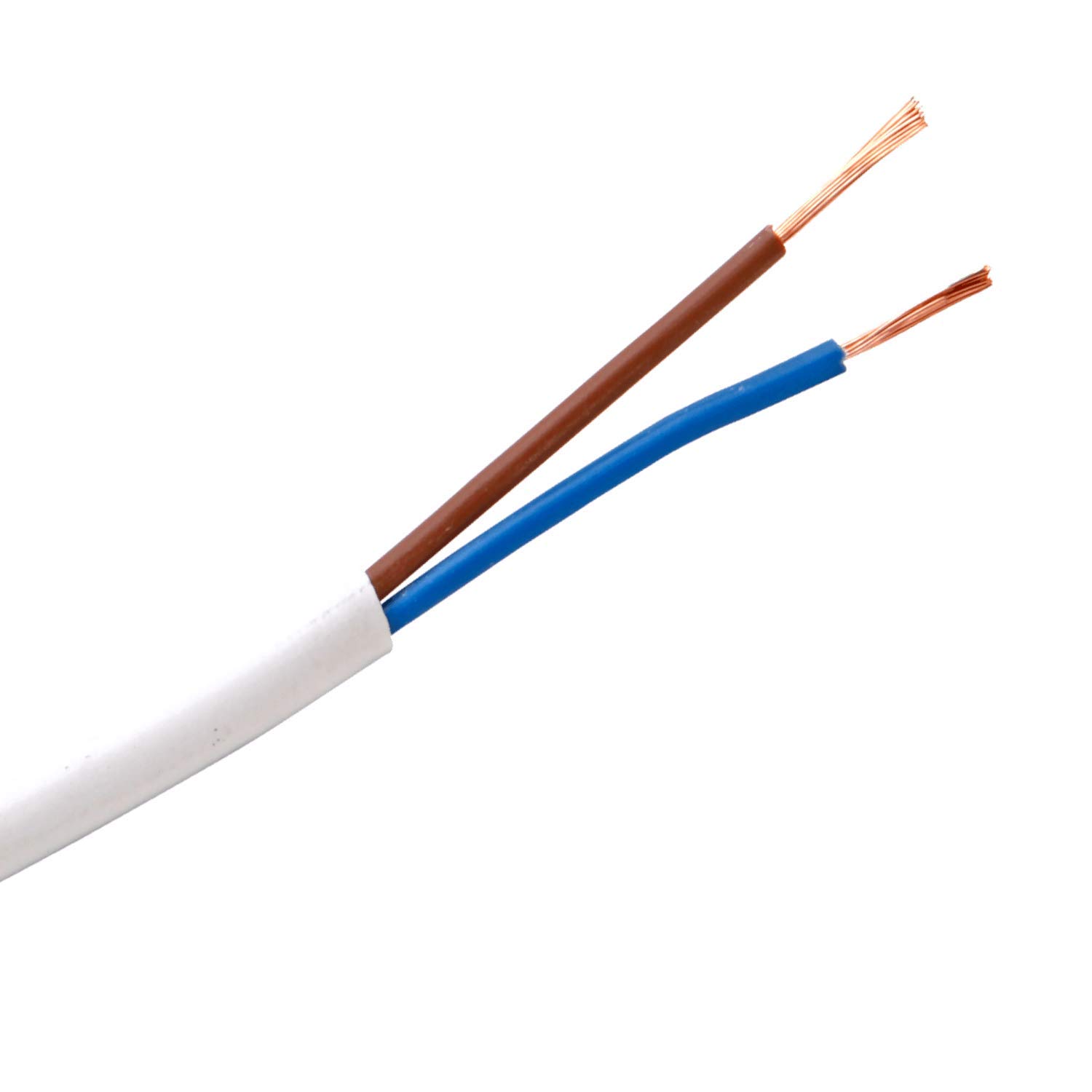 Schlauch-Leitung, Blanco, 2 Vías, H05 Vv-F 2G 0,75 mm ² para Flexible Colocación, 300V, Cable de Alimentación para Medio Uso - blanco, 100 Meter