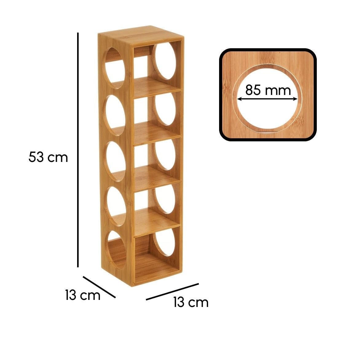 LOLAhome Botellero de bambú natural apilable para 5 botellas de vino 53x13x13 cm