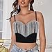 Erinaco Women's Bright Diamonds Tank Top Tassel Beaded Corset Bra Vest Crop Top Sexy Cami
