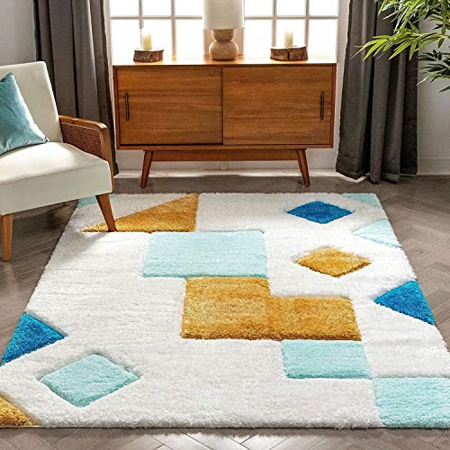 Image of Modern Soft 3D Shaggy Fur Carpets for Living Room Thick Fluffy Rugs for Bedroom, 6x9 feet, Multi Color