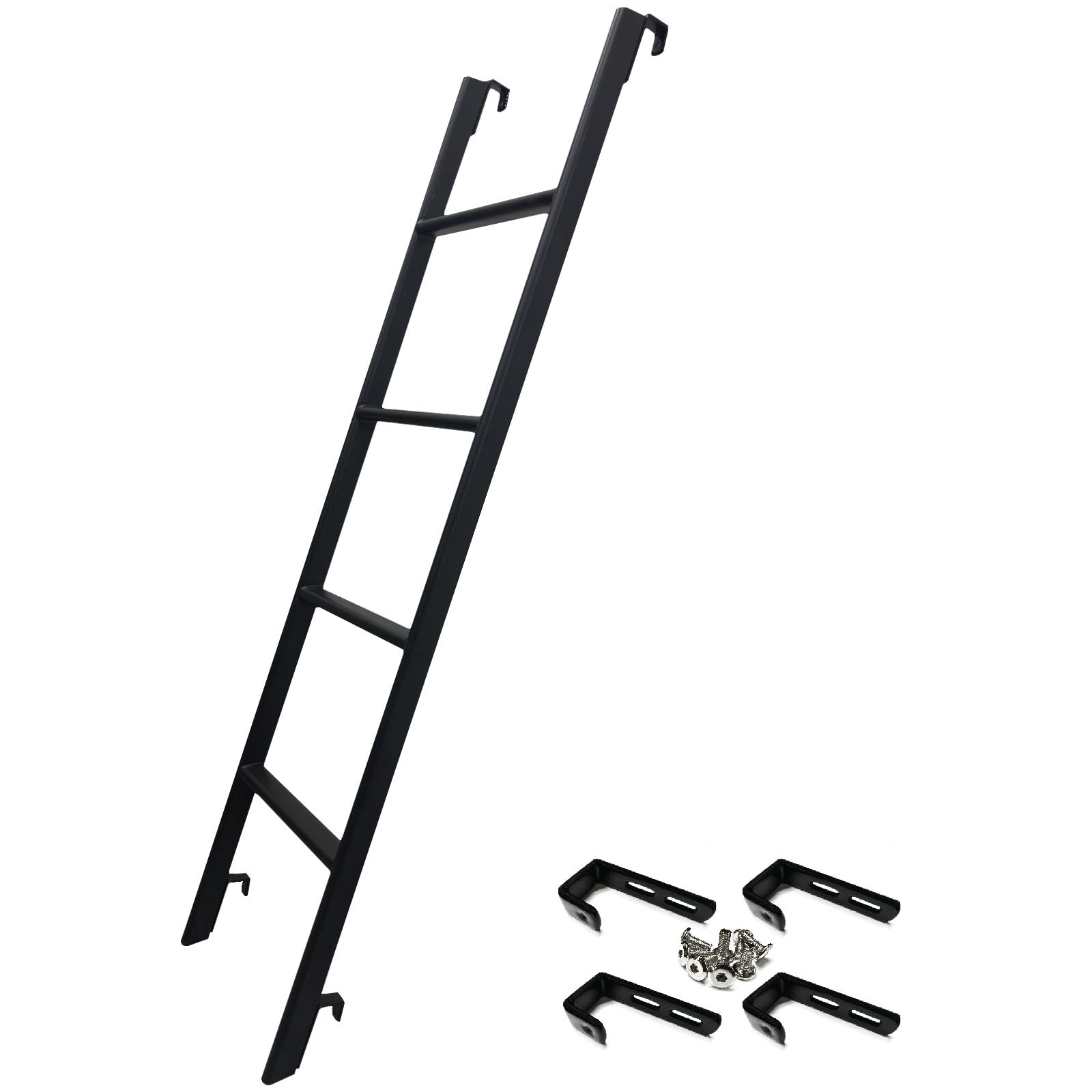 RV Bunk Bed Ladder One-Piece Steel, 50"/55"/60"/66"/72'' Bunk Bed Ladder with Flexible and Adjustable Hooks, Safe and Non-Slip Bunk Ladders for RV Home Dormitory, Load-Bearing 330 Pounds