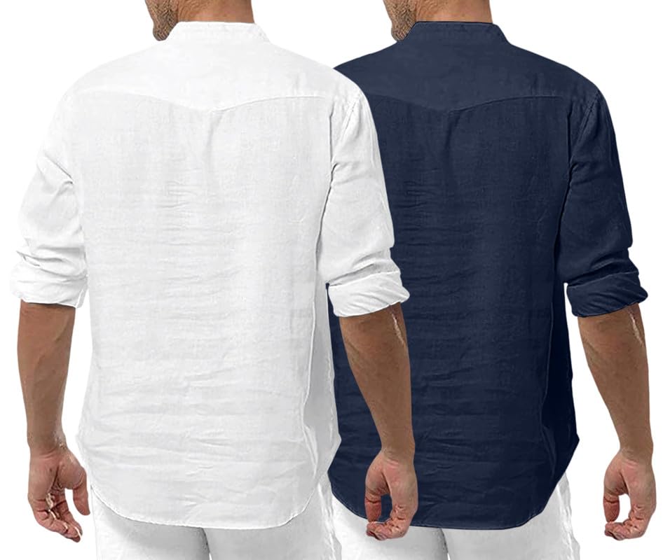 Image of ROYALSCOUT Men's Cotton Polyester Blend Solid Regular Fit Full Sleeve Short Kurta | Ethnic, Lightweight Summer Kurta for Daily & Occasion Use