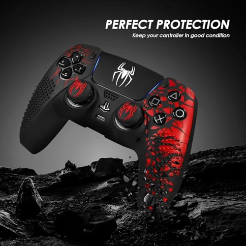 Image of Meyaar Anti-Slip PS5 Controller Skin, PS 5 Controller Accessories, Non-Slip Silicone PS 5 Cover Thumb Grip Gaps, Touch Pad Sticker and Cover Wrap Stickers (Pack of 1)