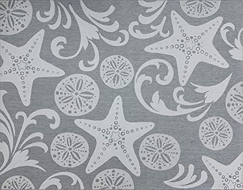 Gertmenian Indoor Outdoor Area Rug, Classic Flatweave, Washable, Stain & UV Resistant Carpet, Deck, Patio, Poolside & Mudroom, 5x7 Ft Standard, Party Starfish Sand Dollar, Gray Cream