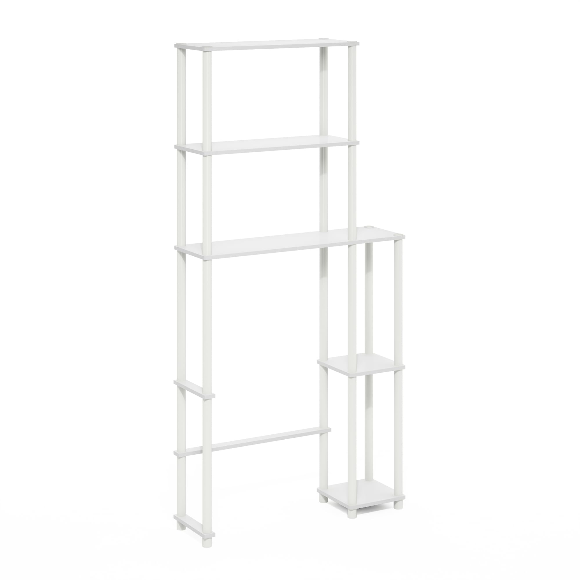 Furinno Turn-N-Tube Estantería De Baño Independiente para Ahorrar Espacio con 5 Estantes para Colocar sobre El Inodoro Color Blanco