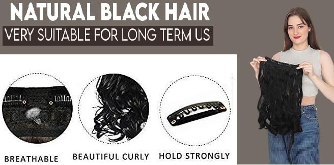 Image of ZAYA Curly Hair Extension for Women | 22 Inch Synthetic Hair Highlighter for Girls | 5 Clips Wavy Volume Hair for Bridal Wedding Party
