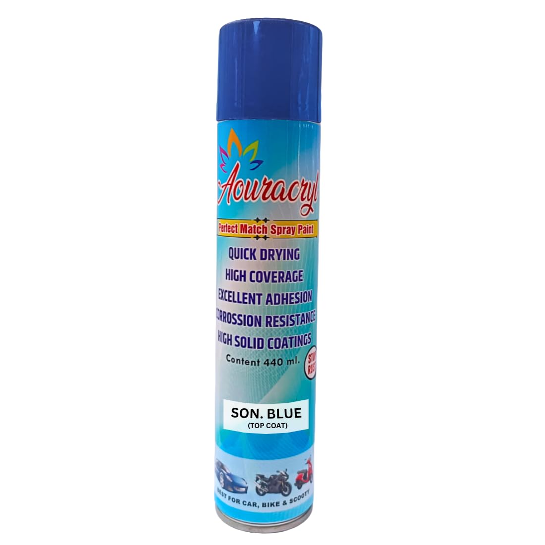 AOURACRYL Spray Paint Son Blue 440 ml | Compatible for Sonalika Tractors (All Models) | Gloss Finish | Quick Dry Tractor Touch-Up Spray Paint-image-2