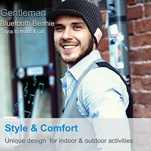 Rotibox Winter Outdoor Sport Trendy Bluetooth Beanie Hat Cap with Wireless Stereo Headphone Headset Speaker Mic Hands Free Compatible with iPhone Samsung Android Cell Phones, Black