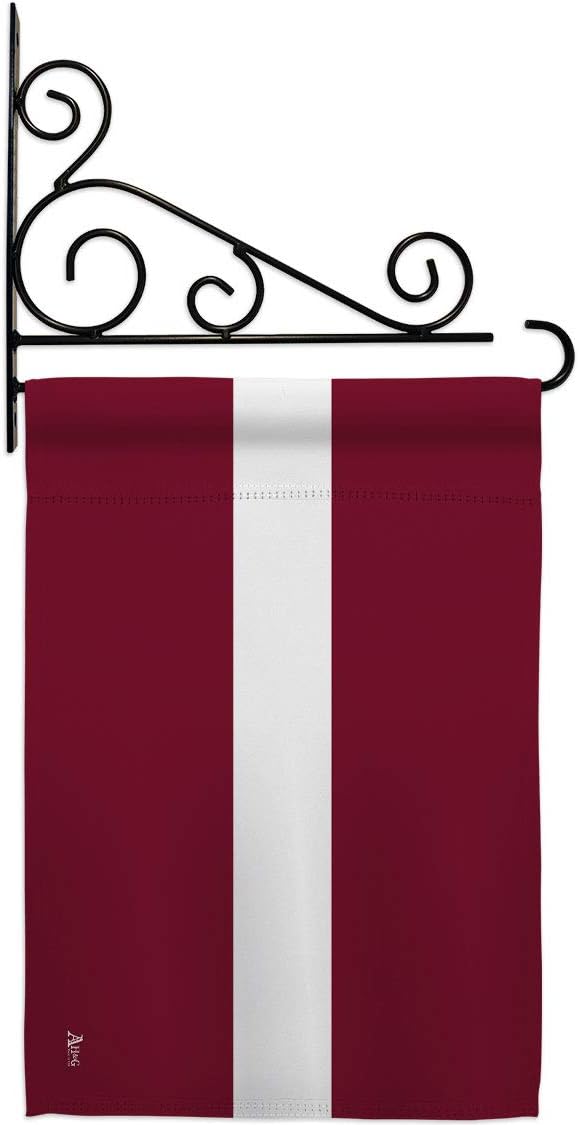 Latvia Garden Flag Set Wall Holder Regional Nationality Nation International World Country Particular Area Small Decorative Gift Yard House Banner Made In USA 13 X 18.5