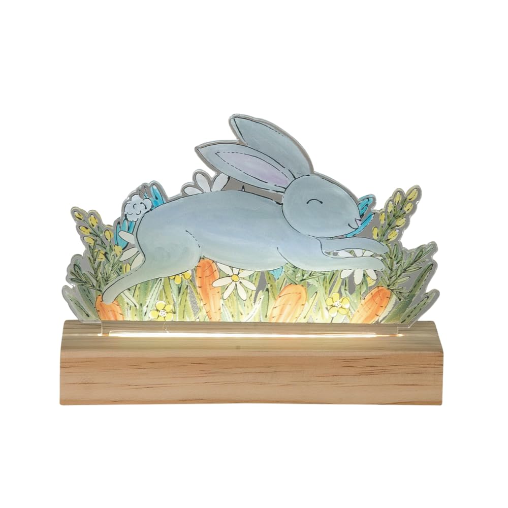Lapin sautant Gris LED Transpac 20cm | Décoration de table de Pâques