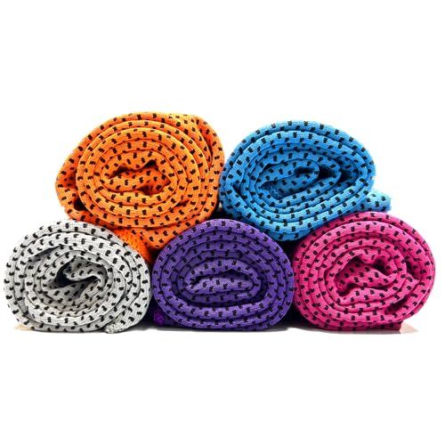 5 Pack Cooling Towel 47″x13.78″(120x35cm) Microfiber, Soft Breathable Chilly Towel Stay Cool for Yoga, Sport, Gym, Workout, Camping, Fitness, Running(5, Grey+Blue+Rose Red+Purple+Orange)