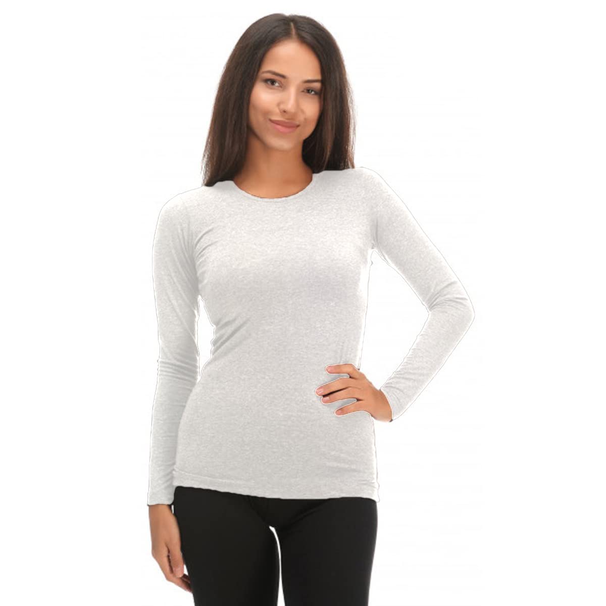 Jadea - Camiciola Manica Lunga Donna 4055, Bianco, M - 4