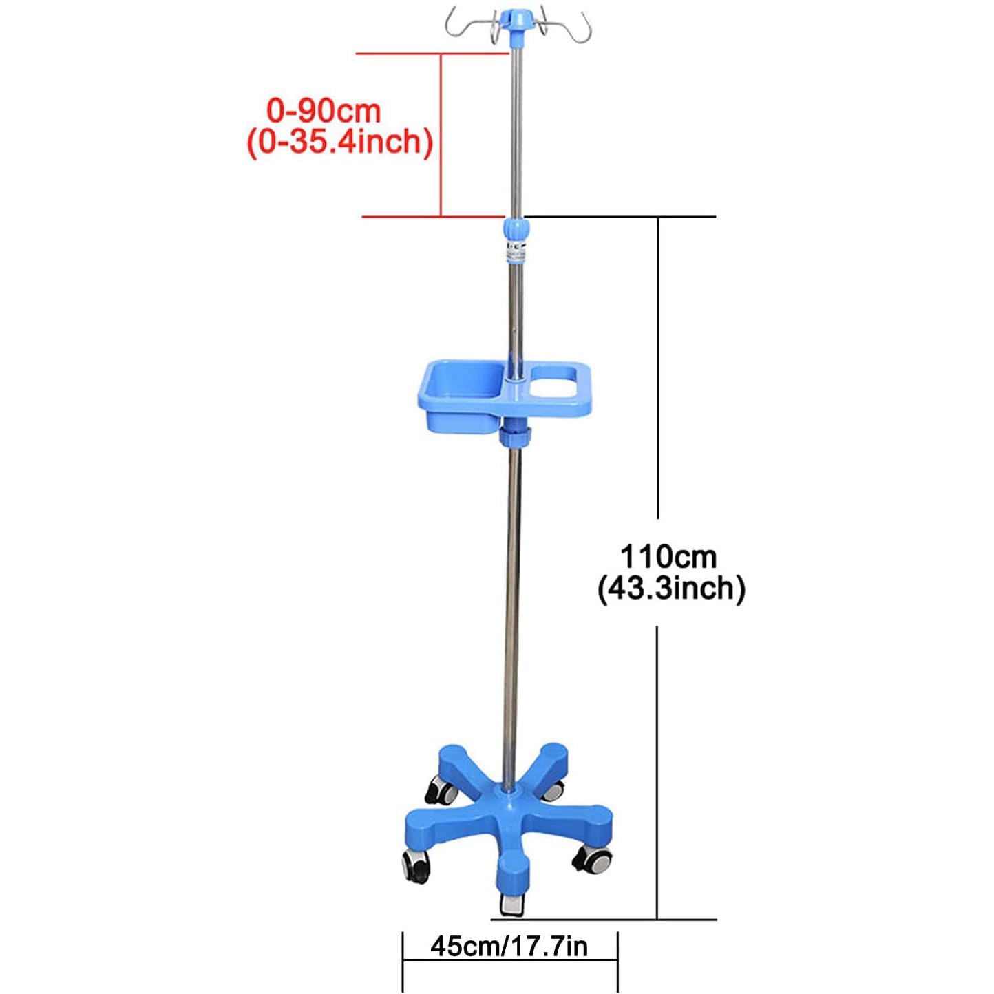 Support à poteaux Support à perfusion médicale en acier inoxydable