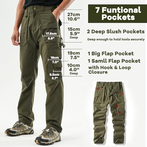 Men's Cargo Pants for Work Relaxed Fit Outdoor Multi-Pocket Work Utility Tactical Hiking Travel Casual Pants2
