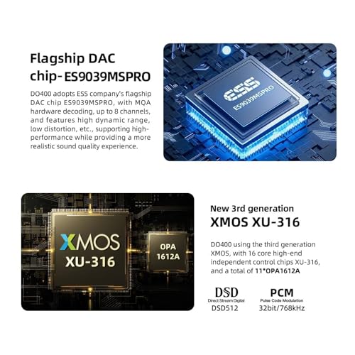 Image of SMSL DO400 Full Balanced Headphone Amplifier DAC Amp ES9039MSPRO XMOS-XU316 USB MQA DAC USB /AES /Optical /Coaxial /IIS Input 4.4mm /6.35mm /4-XLR Jack Output Headphone Amps (Black)