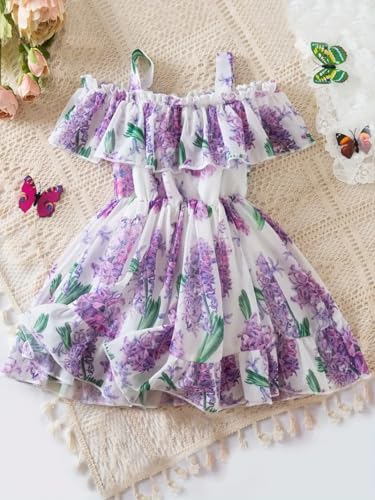 Image of Buy & Try by Dharmikaay Georgette Girl's Floral Printed Frock Dress for Girls Short Frock Baby Princess Western Dresses| Stylish Fancy Kids Clothing for Festival, Fashion