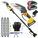 2-IN-1 Cordless Pole Saw & Mini Chainsaw, 21V 2.0Ah battery powered Chain saw, tree trimmers long handle pruner, 7ft Reach electric pole saws for tree trimming Wood Cutting