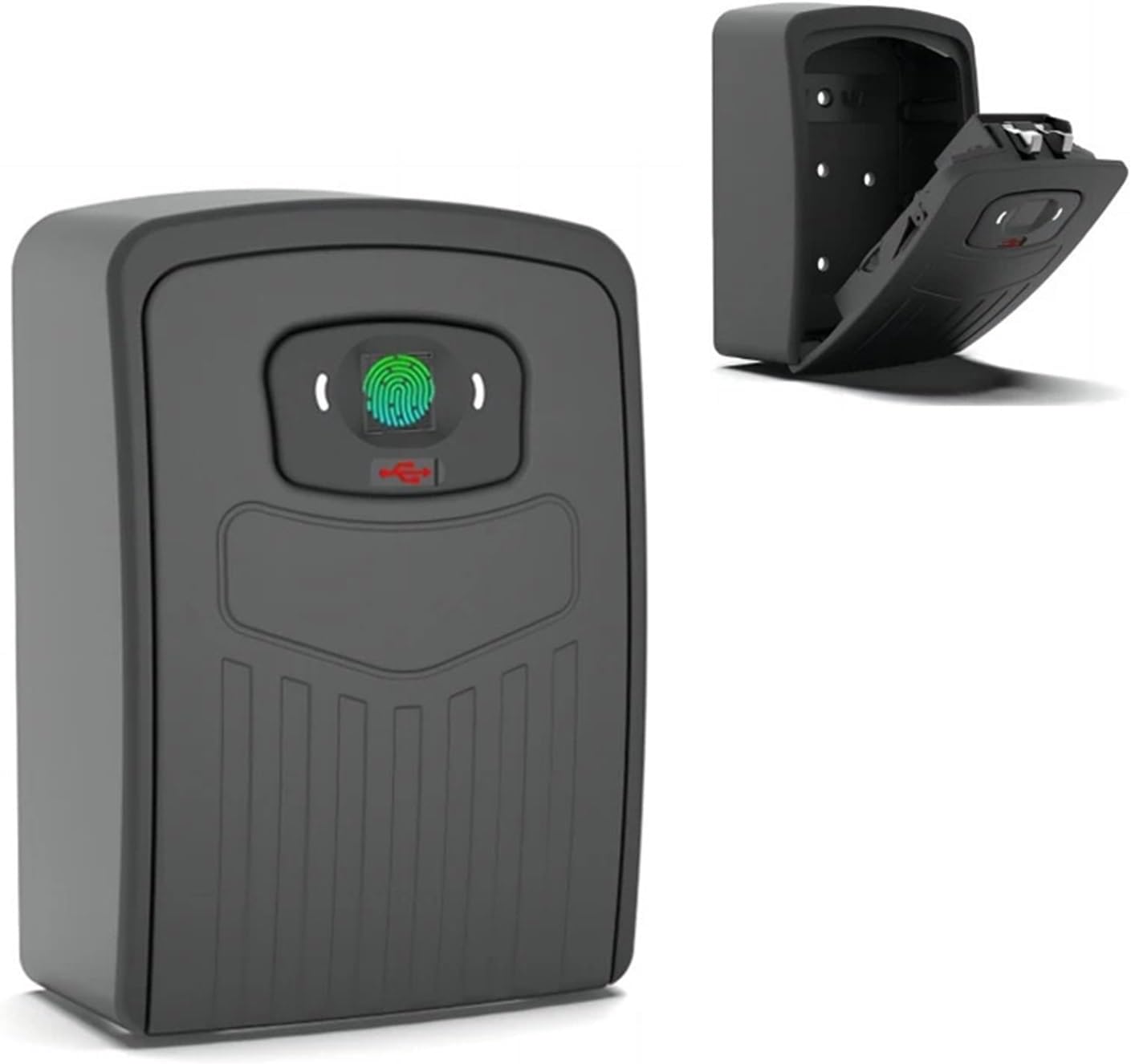 Small Safe, Fingerprint or Password Safe Key Box Bluetooth Storage Lock Box Smart Life App Wall Mount Security Anti-theft Lockbox(Fingerprint version)