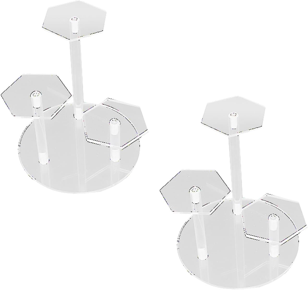 Semme 2PCS Acrylic Display Stand 3 Tier for Jewelry Collection Action Figures and Home Decor Easy Assembly Storage