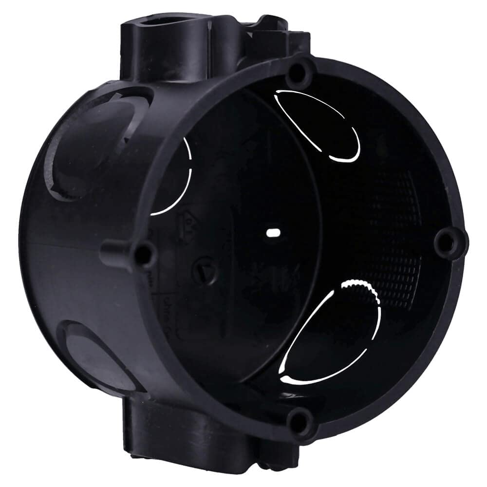 Voxura Unterputz-Gerätedose Schalterdose Verbindungsdose mit Stutzen Ø 60mm 41mm Tiefe flach UP M25 schwarz 25 Stück