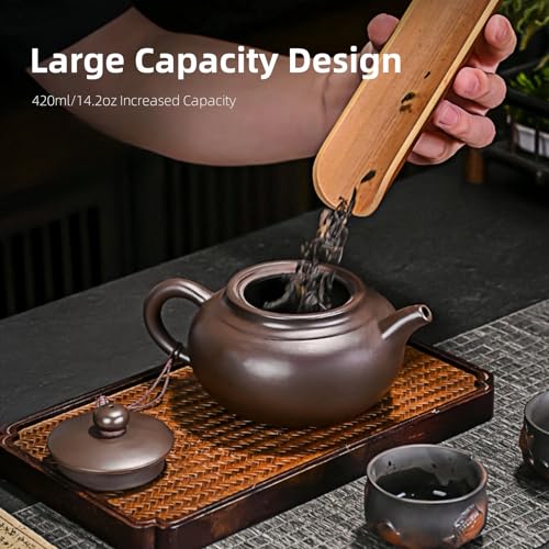 Miniatura 5 de Niukomy Tetera De Arcilla Púrpura, Tetera Yixing, Teteras De Arena Morada, Tradicional Zisha Teteras Kung Fu China, Hecha A Mano De Arcilla Con Caja, 400 Ml