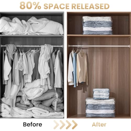 Image of TAILI 6 Pack Vacuum Storage Bags, Cube Combo (3 Jumbo+3 Medium), Cream | Vacuum Seal Bags for Clothing, Bedding, Comforters, Blankets, Space Saver No Pump Compression Cube, 2 Size