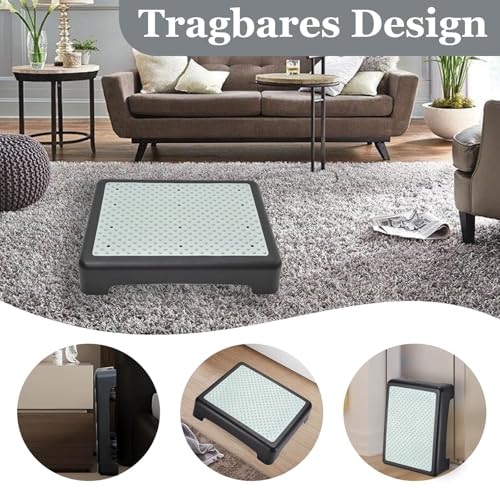 CAAGGMM Rutschfest Halbstufe, Einstiegshilfe Tritthocker, Mobilitätsstufenplattform Trittstufe, Tragbare Steighilfe Treppen Stufe, Tragkraft von bis zu 200 kg, für Bett, Treppe, Schwarz Leuchtend