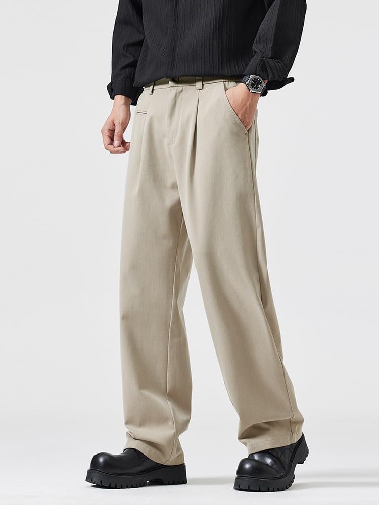 Men's Business Dress Pants Relaxed Wide Big Size Drop Long Trousers Pants for Men