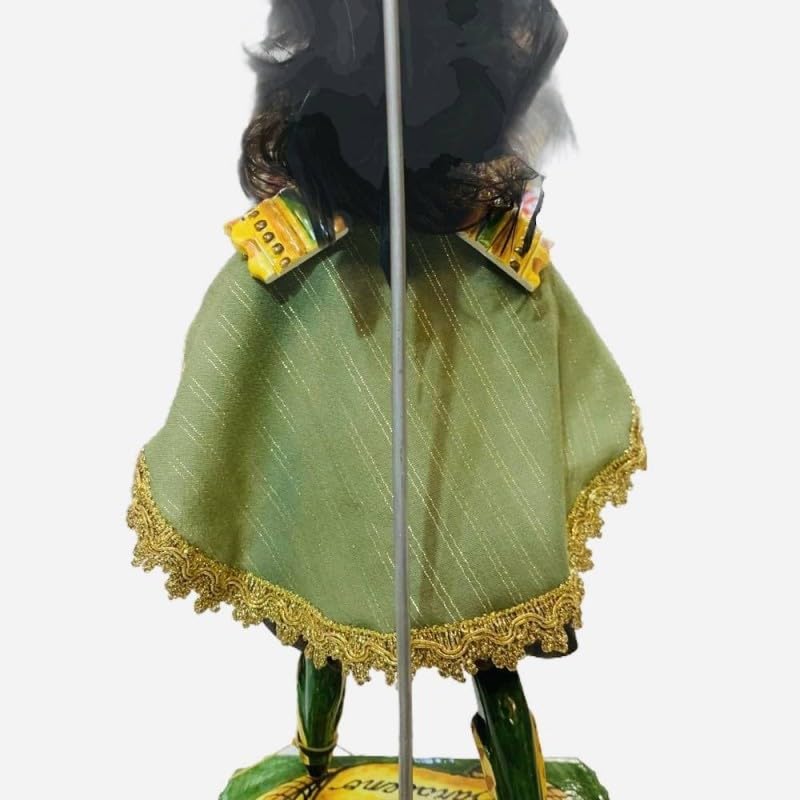 SICILIA BEDDA CAPACI Sizilianische Marionette, Paladin aus Caltagirone-Keramik – karolingische Linie – Sockel aus Lavastein – SARACENO – 55 x 20 cm