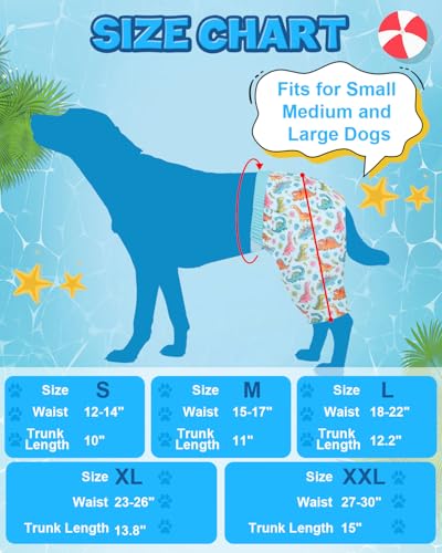 Image of CuteBone Dog Swim Trunks Swimsuit Durable & Comfortable - Quick-Dry, Adjustable Waistband Shorts, UV Protection Bikini- Perfect for Beach, Pool & Outdoor Fun, Dinos DST11XL