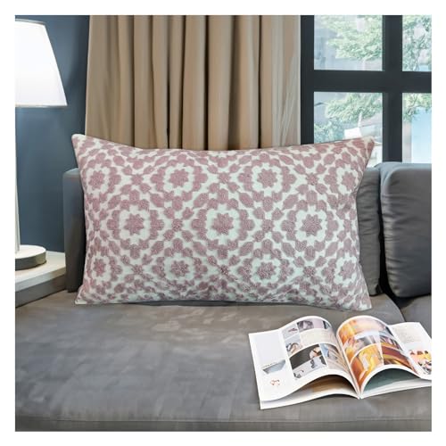 Aitliving Decorative Pillowcase Embroidered Mina Trellis Dusk Lilac Mauve 12 x 20 inch Decorative Lumbar Throw Pillow Cover 30x50cm Dusk Pink Lilac 1pc Cotton Canvas