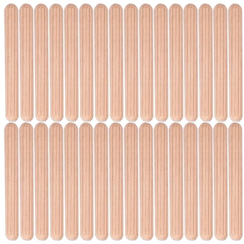 EIHI Tacos de Madera, 50 Piezas de Pasadores Estriados Redondos Acanalados de Madera Dura