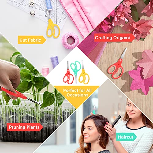 Left-Handed Kids Scissors Lefty Stainless Steel Scissors 5.9 Inch Left Handed Pointed Scissors Soft Grip Office Craft Shears Scissors For Office Home Household(Red, Green, Yellow,3 Pieces) #TOP4