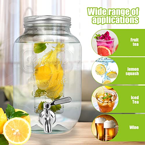 Dd&Happ 1 Gallon Glass Drink Dispensers For Parties 2Pack.Beverage Dispenser,Glass Drink Dispenser With Stand And Stainless Steel Spigot 100% Leakproof.Lemonade Dispenser With Ice Cylinder.Laundry Detergent thumb #3
