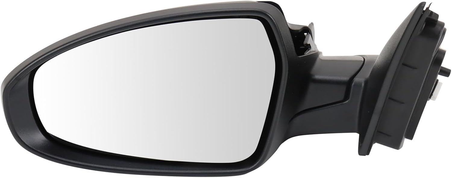 TRQ Driver Side Power Mirror Smooth Black Paint to Match Manual Fold Compatible with 2019-2023 Kia Forte KI1320226