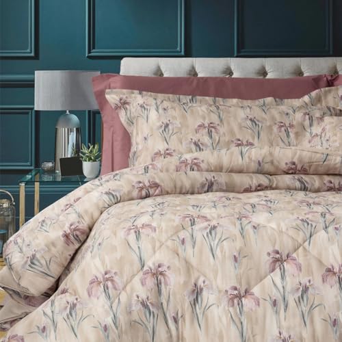 Cassera Casa | Trapunta Matrimoniale | Raso di Puro Cotone 300TC | Calda imbottitura Anallergica 300 grm2 Invernale | 270x270 cm | Made in Italy |(Iris)