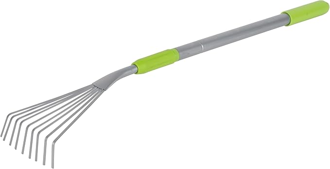 Heavy Duty Extending Telescopic Fan Leaf Rake - Long Handled Garden