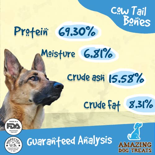Amazing Dog Treats - Thick Cow Tail Dog Chew (6 Inch, 10 Count) - Sourced from Grass Fed Cattle - Long Lasting Dog Chew - Rawhide Alternative…