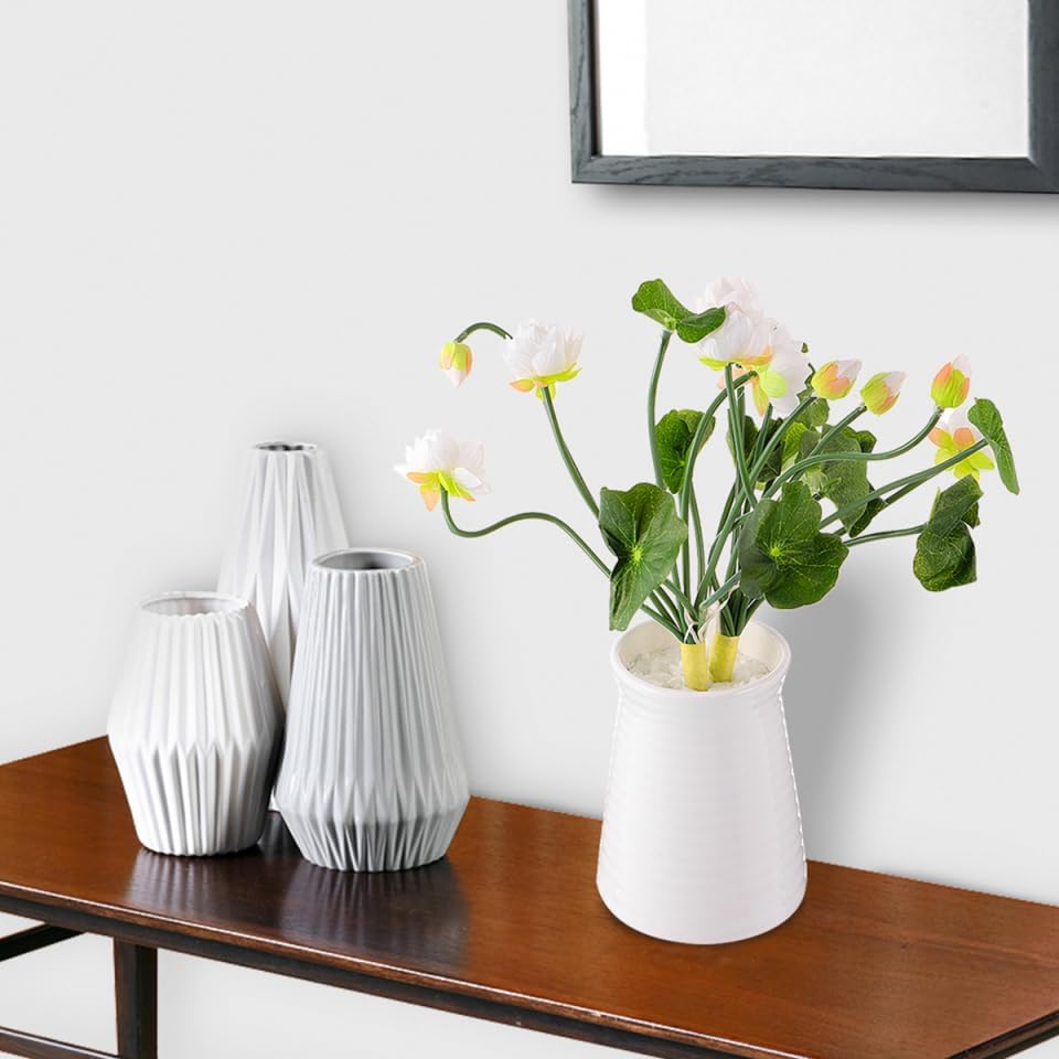 SEWACC 2 Pcs Artificial Lotus Flower Stems Fake Lotus Bouquet Faux Flower Picks Floral Greenery Stems Arrangement for Spring Easter Wedding Party Decor
