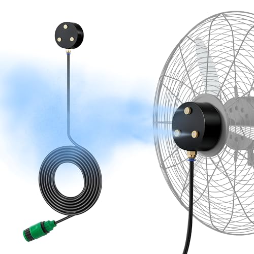 Image of Windigaga Fan Misters for Cooling Outdoor, Magnetic Misting Cooling System, Triple Nozzle Design, 16.4FT Misting Line, Outside Fans Misting Kit for Cool Patio, Backyard, Pool, Black(Fans Not Included)