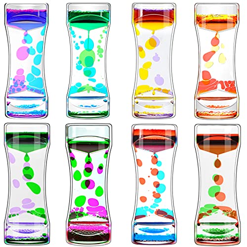 Liquid Motion Bubbler Timer Pack of 8 Great Desktop Colorful Hourglass Liquid Bubbler Small Calming Relaxing Toys Sensory Anxiety Autism ADHD Fidget Toys