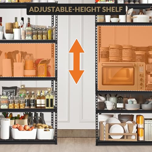 Image of Heavy Duty Storage Shelves 60x24x78 in, 2500Lbs Adjustable Metal Shelving for Garage Organization, Durable Garage Shelving Easy Assemble