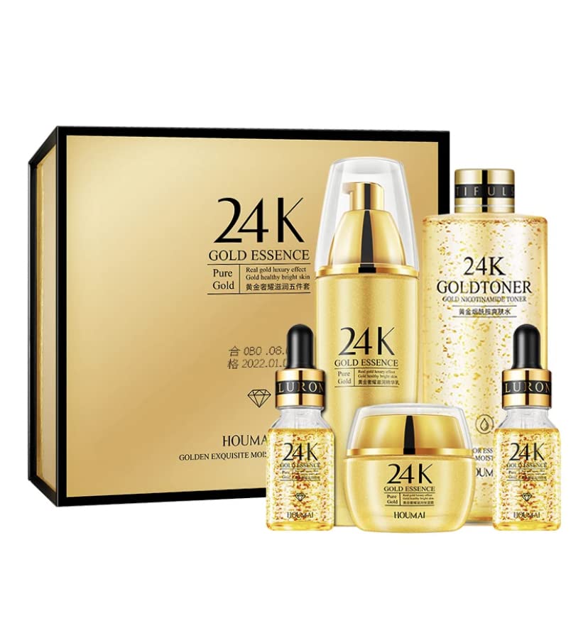 women facial kit face moisturizing gold glowing skin care set 24k gold anti-aging skin care gold set