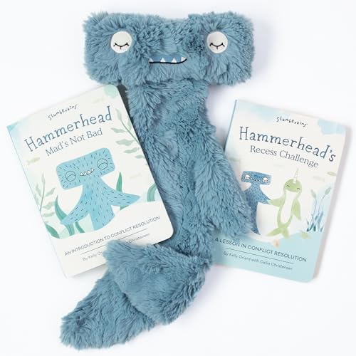 Image of Slumberkins Hammerhead Snuggler & 2 Board Books Complete Set Bundle | Promotes Conflict Resolution, Social Skills & Responsibility | SEL Development (Hammerhead Snuggler Plush + 2 Board Books)