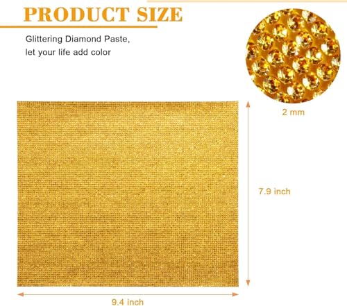 Image of Jubilant 12000 Pieces Bling Rhinestone Sheet Stickers, DIY Craft, Self Adhesive Glitter Rhinestones Crystal Diamond Gem Stickers for Car /Phone /Clothing /Shoes, 9.4 x 7.9 Inch (Golden)