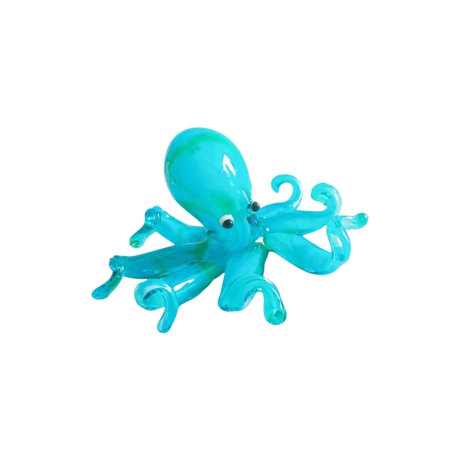 Shunzhong Women's Blue Whimsical Glass Octopuses Car Dashboard Accent Decors Thoughtful Gifts Ideas For Men Kids Friend Family Funny Glass Multicolor Octopuses Miniature Figurine Desktop Decors