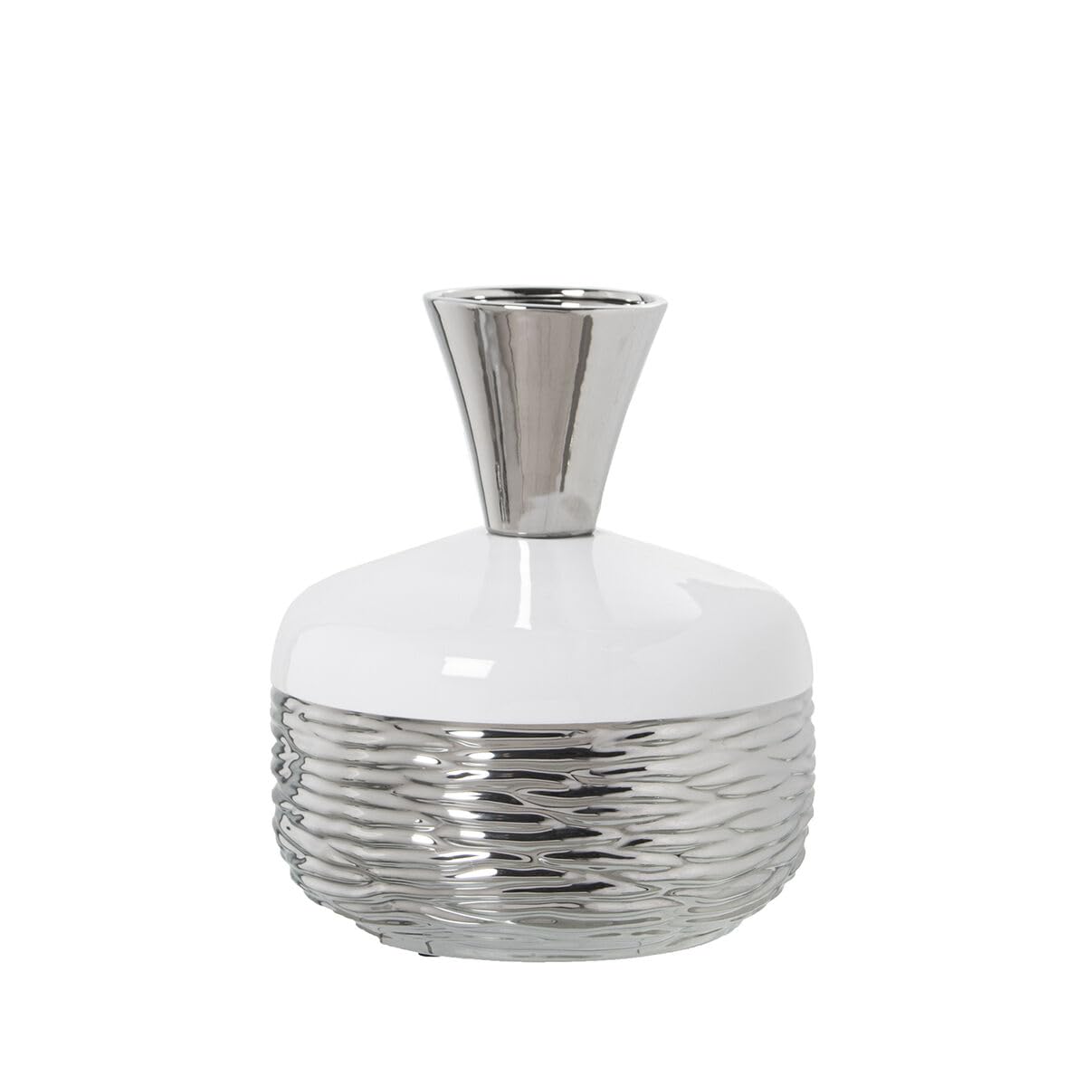 Alexandra House Living Vase White Silver Ceramic 24 x 24 x 26 cm