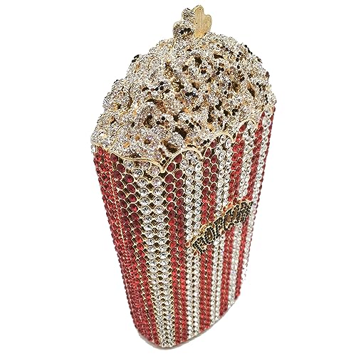 Image of DJBM Luxury Women Popcorn Rhinestone Evening Bag Funny Crystal Handbag Novelty Diamond Clutch Purse for Evening Party Prom